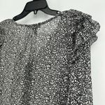 Grade & Gather  Womens Boho Ditzy Floral Top Black Metallic Ruffle Shoulder Sz M Photo 6