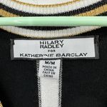 Hilary Radley  for Katherine Barclay size‎ Medium Black V-neck sweater white gold Photo 4