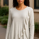 Aerie  Women's Long Sleeve Ruffle Front Tunic Top - Size Large‎ Photo 0