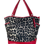 Coach Park Ocelot Print Carrie Tote Bag Satchel Purse Red Leather Logo F25178 Photo 0