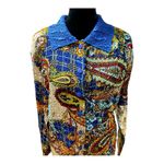No Brand Reversible colorful Paisley button up shirt, Size M/L Blue Photo 4