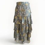 The Kooples Western Flowers Midi Skirt Tiered Gold Foil size 2 Photo 1