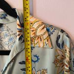 ZARA  Mint Green Paisley Floral Long Sleeve Button Down Shirt Boho Flowy Large Photo 8