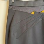 Donna Karan  Collection Black Label Wool Pencil Skirt Silk Trim Yellow Size 6 Photo 3