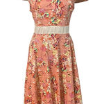 Hearts & Roses London Pink Floral Retro Dress Sze 14 Tradwife Rockabilly Pinup Photo 0