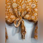 American Eagle Viscose Floral V-Neck Cropped Hem Bell Sleeves Boho Top Size XS Photo 7