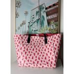 Tommy Bahama Pink Red Hearts Faux Leather Reversible Tote & Clutch Set 22" x 12" Photo 4