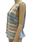 Vintage B.U.M Equipment Tie Back Button Up Vest with distressed flaws Sz Medium Blue Photo 3