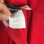 Vintage String Bean 80s Pencil Maxi Skirt Geometric Chain Belt Office Red Size 26 Photo 5