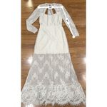 Alexis Guipure Lace PEARLY Ivory keyhole back Rizer Long Dress XS Photo 6