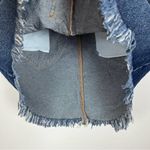 Free People  Frayed-Hem Jean Skirt in Indigo Blue Photo 4