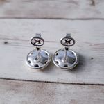 Vintage Clip On Earrings 5/8" Mirrored Photo 6