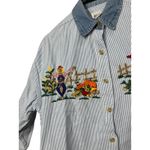 Vintage Solutions Original Striped Embroidered Fall Denim Collar Shirt‎ L Blue Size L Photo 3