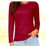 NWOT Women's Long Sleeve Athletic Crew Neck lightweight Shirt Great For Exercise Red Size XL Photo 1