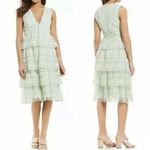Gianni Bini Light Green Tiered Lace V Neck Midi Dress Photo 1