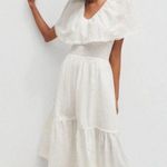 ZARA White Swiss Dot Ruffled Maxi Dress Size Small Fairy Bohemian Photo 0