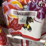 Maakif‎ New York Floral Print Blazer Cropped Jacket Career Size 4 White Photo 2