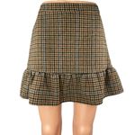 J.Crew Multicolor Brown Wool Houndstooth Ruffle Flounce Hem Mini A Photo 0