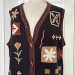 Vintage 90a fall floral embroidered sweater vest Black Size XL Photo 6