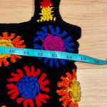 Farm Rio colorful Crochet Top Size S Black Multi-color Photo 4
