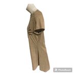 Papaya Golden slogan STOP AND SMELL THE COFFEE Tan brown Camel velvet short dress S Photo 1