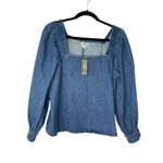 NWT J.Crew Square Neck Chambray Blouse Cottagecore Puff Sleeve Denim Top M Blue Size M Photo 2