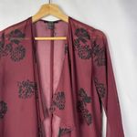Forever 21 Burgundy Red Floral Sheer Longline Boho Kimono S Photo 2