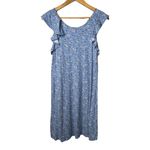 Loft  Floral‎ Ruffle Sleeve Dress Blue White Sleeveless Summer Women Size Small Photo 3