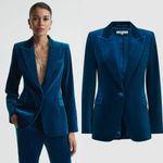 Reiss Velvet Single Breasted Suit Blazer in Blue UK6 Photo 2