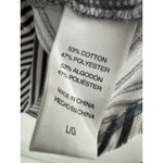 Betsey Johnson Top Women LARGE Grey White Striped V-Neck Henley Long Sleeve Photo 5