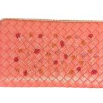 Bottega Veneta  Floral Embroidered Intrecciato Leather Zip Around Wallet in Pink Photo 1