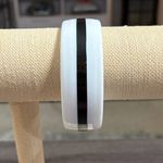 Black White Striped Mod Two Tone Resin Bangle Bracelet Photo 1