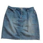 Nine West  American Vintage Denim Mini Skirt Medium Wash Stretch Mid Rise Sz 14 Photo 0