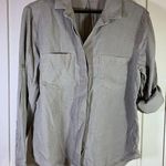 Cloth & Stone Split Back Button Down Shirt Women Large Minimalist Basics Neutral Tan Photo 0