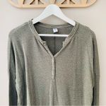 Old Navy  Waffle Knit Long Sleeve Top Green Sz Small Photo 1