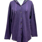 Co & Eddy Purple Waffle Knit Button Up Tunic Hoodie Size Large Photo 0
