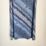 American Vintage Vintage 90s Blue Floral Striped Maxi Skirt Pull On Side Hem Split M Photo 9