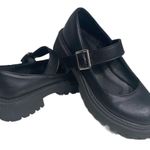 Black Faux Leather Y2K Mary Jane Chunky Heel Platform Shoes US 7 Grunge Goth Photo 2