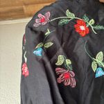 ZARA  Black Mini Ruffle Tunic Dress With Colorful Floral  Embroidery Design XS Photo 9