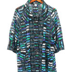 Damee Inc Black Blue Greeen Printed Lace Mesh Button Front 3/4 Sleeve Jacket XL Photo 0