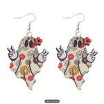 Halloween Witch Hat Ghost Potion Pumpkin Acrylic Drop Dangle Earrings Orange Photo 4