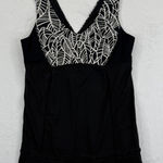 Lululemon Tank Top Size 8 Black White Leaf Print Athletic Sleeveless Photo 0