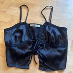 2bella Black satin lace tie front cami top women's size M going out top party Size M Photo 3