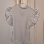 TCEC White Ribbed Puffy Sleeved Bodysuit Photo 2
