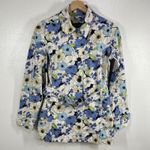 Eddie Bauer Vtg.‎  Floral Print Belted Trench Coat Spring Jacket Blue White Small Photo 2