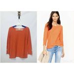 J.Crew  Shirt Orange & Tan Pinstripes Cotton Long Sleeve Boatneck Size Small Photo 1