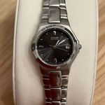 Citizen Eco-Drive Ladies Watch Black Dial WR100 Date Window Stainless Bracelet Photo 4