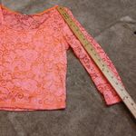 Charlotte Russe Size Medium Neon Pink Cropped Lace Top Going Out Festival Rave Photo 3
