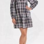 Universal Threads Universal Thread women’s size medium Balloon long Sleeve navy Plaid Shift Dress Photo 7