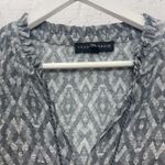 Fred David Peasant Blouse 2X Gray Ikat Print Tassel V-Neck 3/4 Sleeve ✨ Photo 5